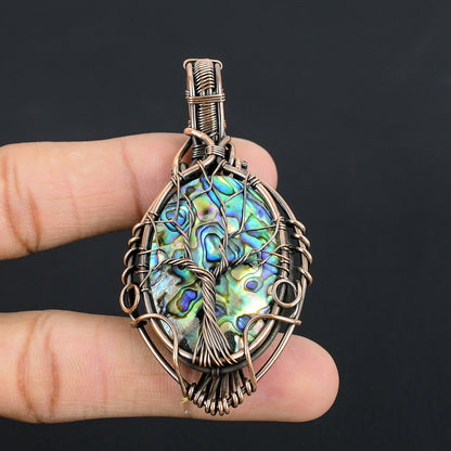 Iridescent Blue-Green Abalone Shell Gemstone Pendant