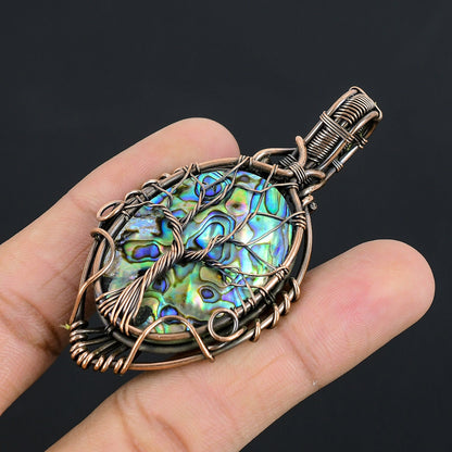 Iridescent Blue-Green Abalone Shell Gemstone Pendant