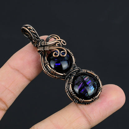 Copper Dichroic Glass Gemstone Pendant
