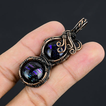 Copper Dichroic Glass Gemstone Pendant