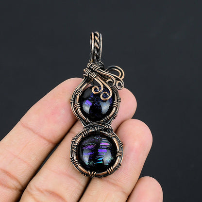 Copper Dichroic Glass Gemstone Pendant