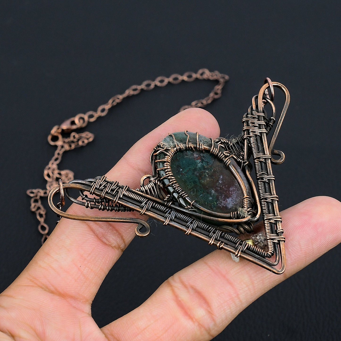 Green Bloodstone Gemstone Necklace