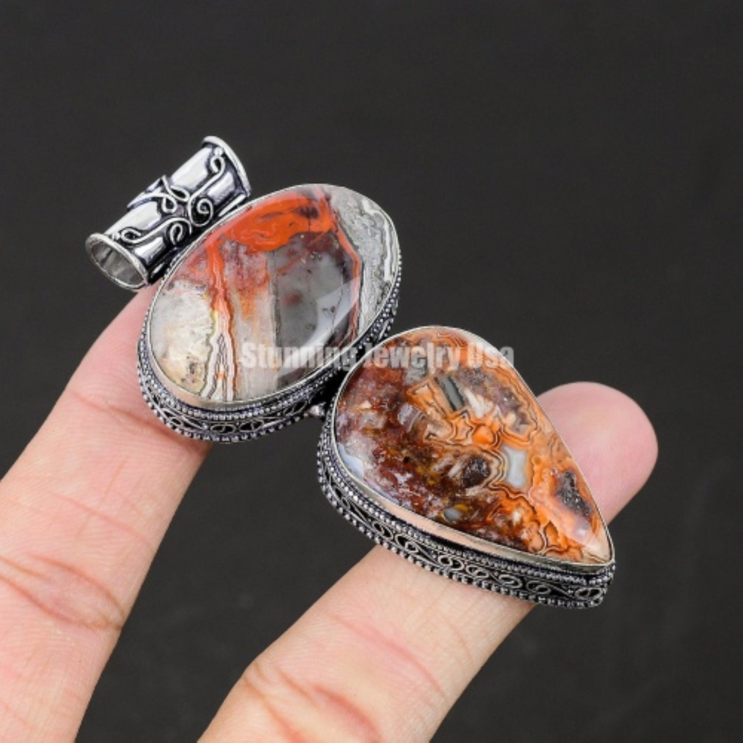 Blue Laguna Lace Agate Gemstone Pendant