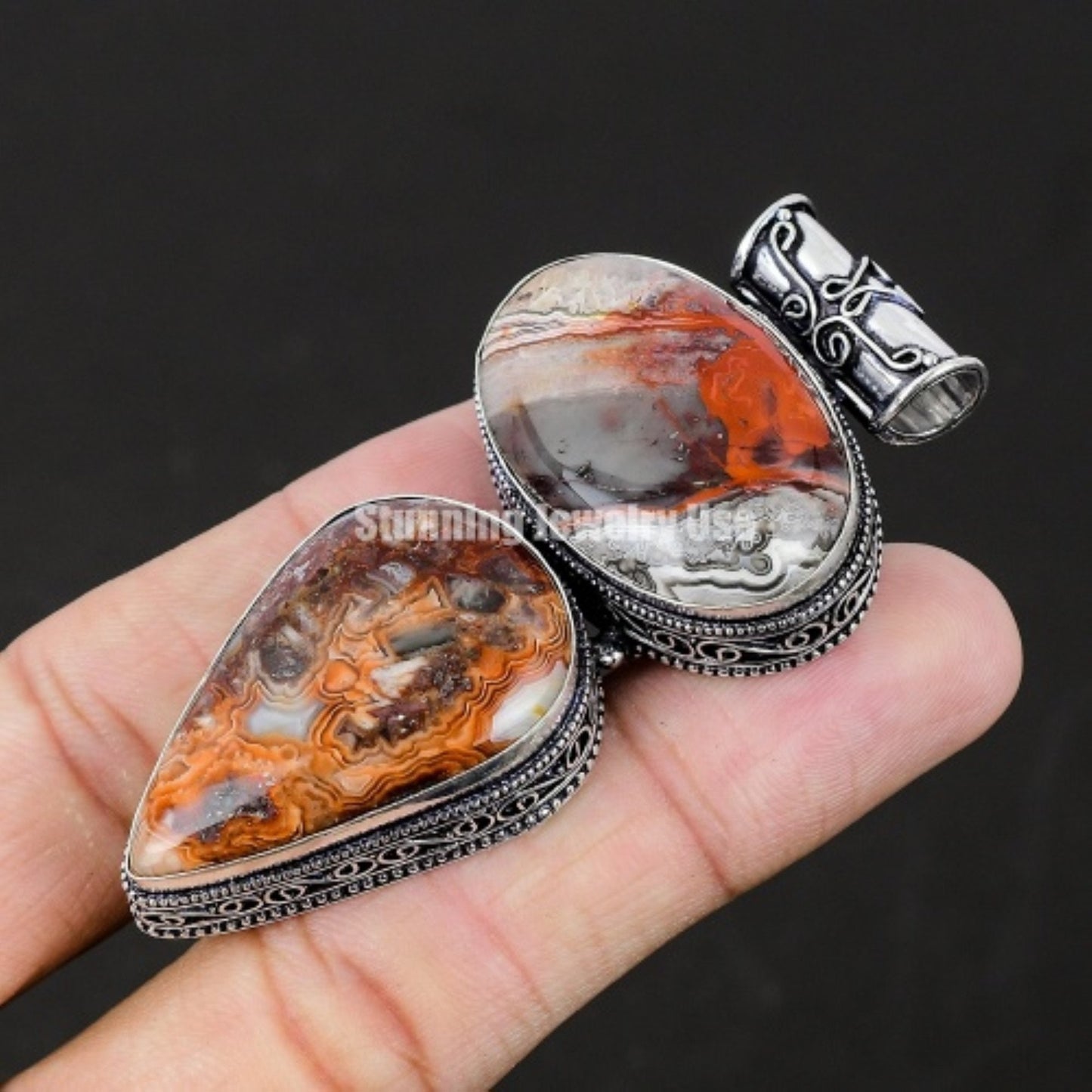 Blue Laguna Lace Agate Gemstone Pendant