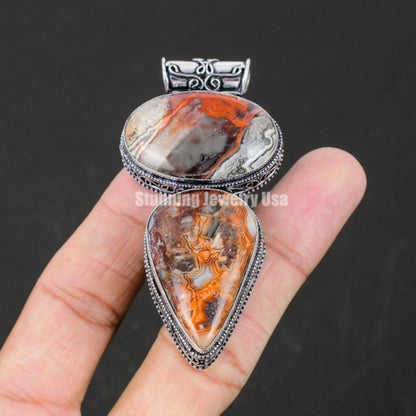Blue Laguna Lace Agate Gemstone Pendant