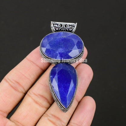 Burmese Blue Sapphire Sterling Silver Pendant