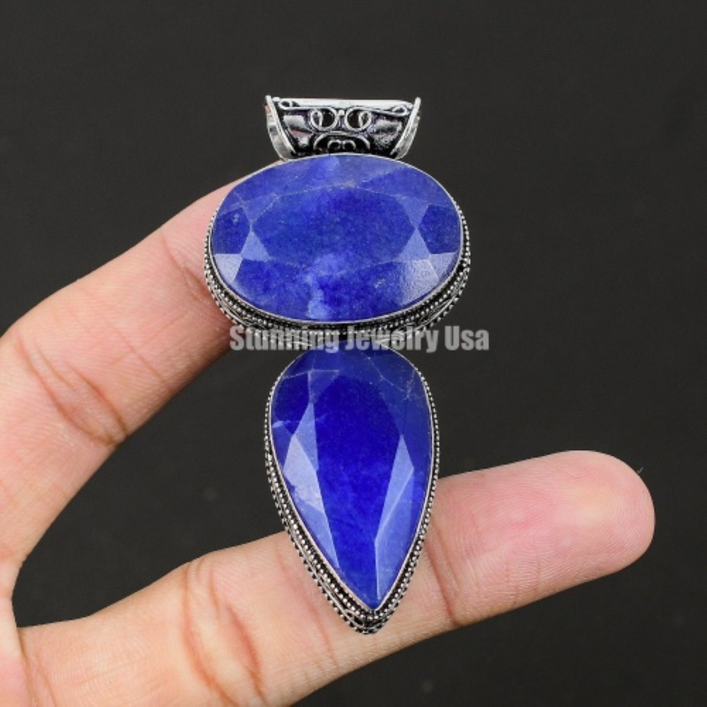 Burmese Blue Sapphire Sterling Silver Pendant