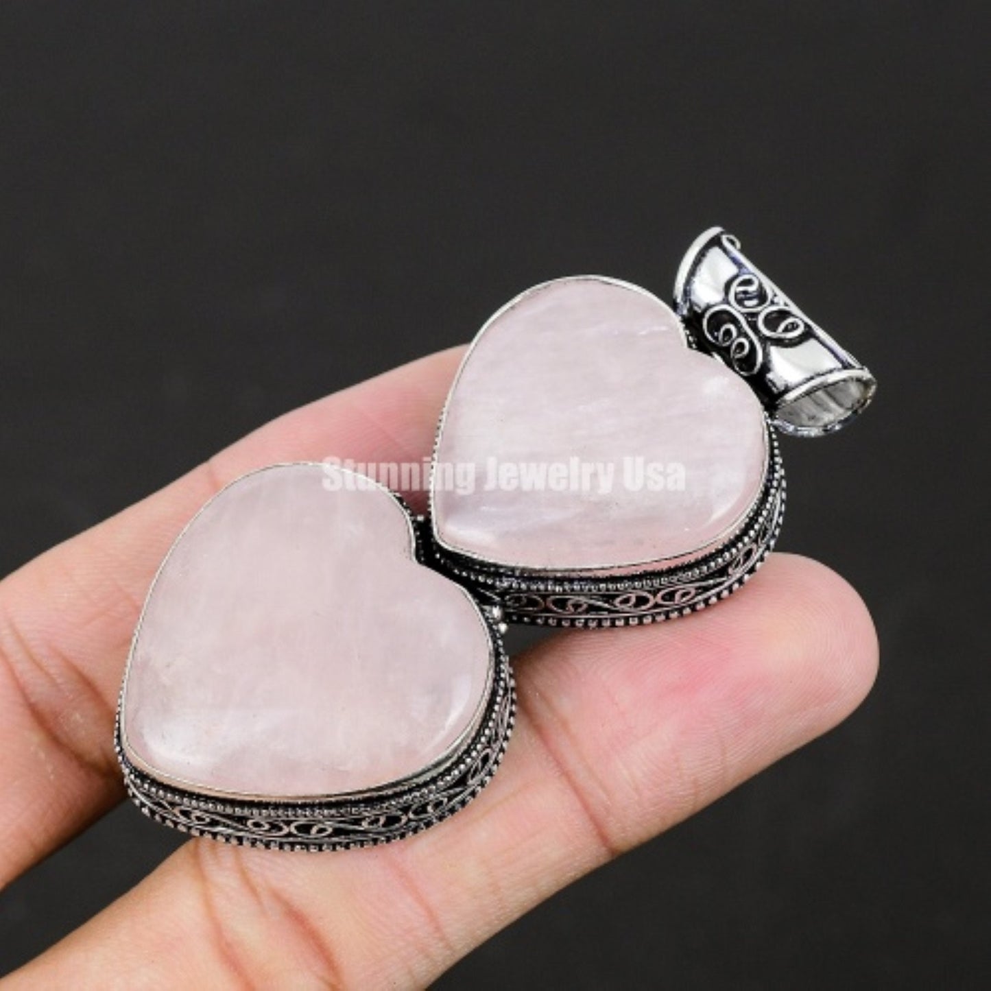 Pink Rose Quartz Heart Pendant