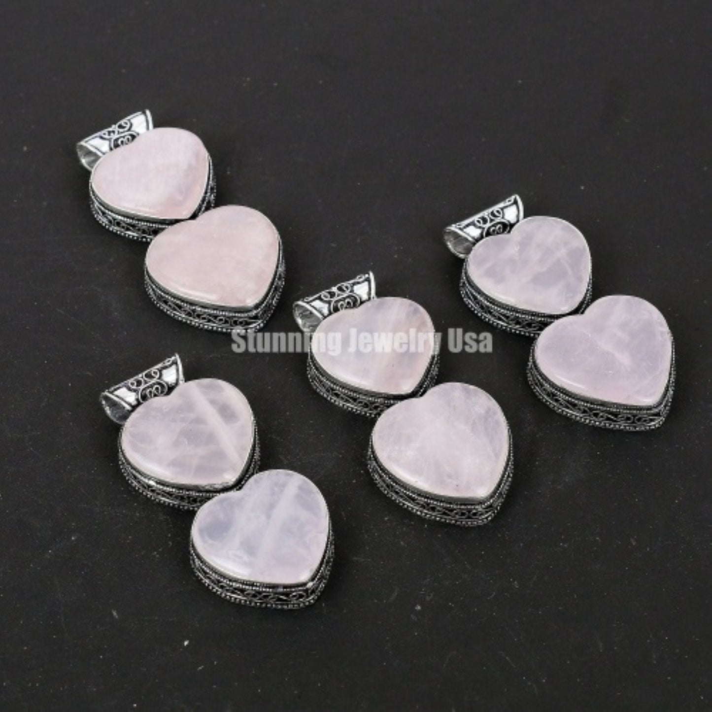 Pink Rose Quartz Heart Pendant