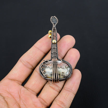 Multicolour Crazy Lace Agate Gemstone Pendant