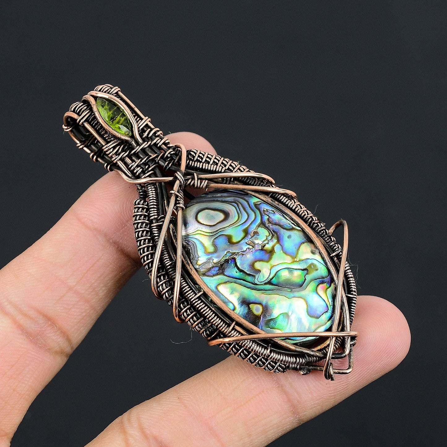 Copper Multicolor Abalone Gemstone Pendant