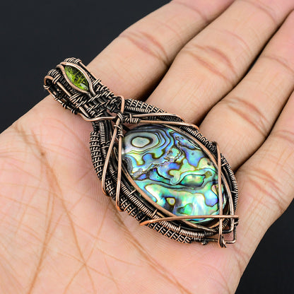 Copper Multicolor Abalone Gemstone Pendant