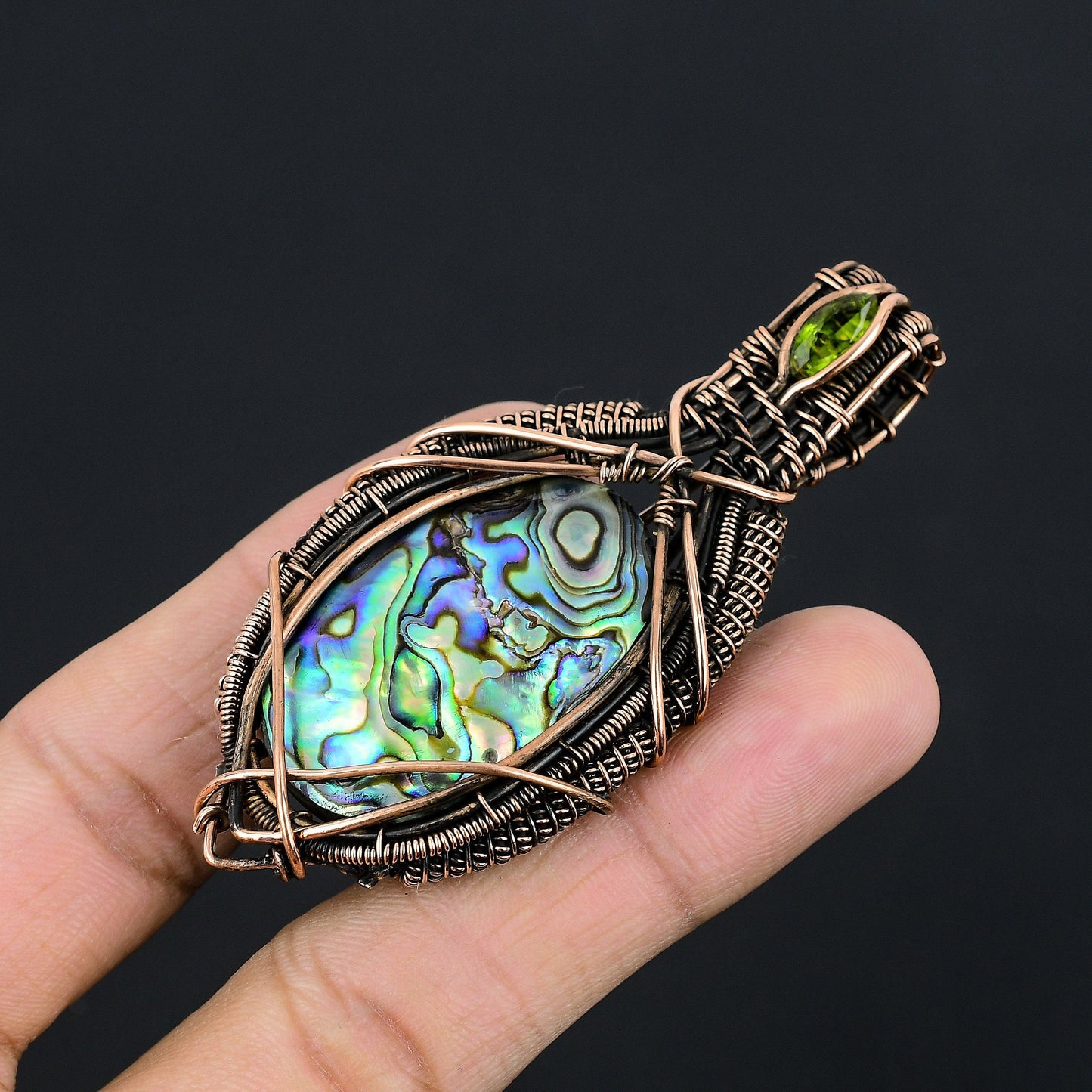 Copper Multicolor Abalone Gemstone Pendant