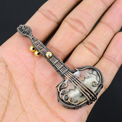 Multicolour Crazy Lace Agate Gemstone Pendant