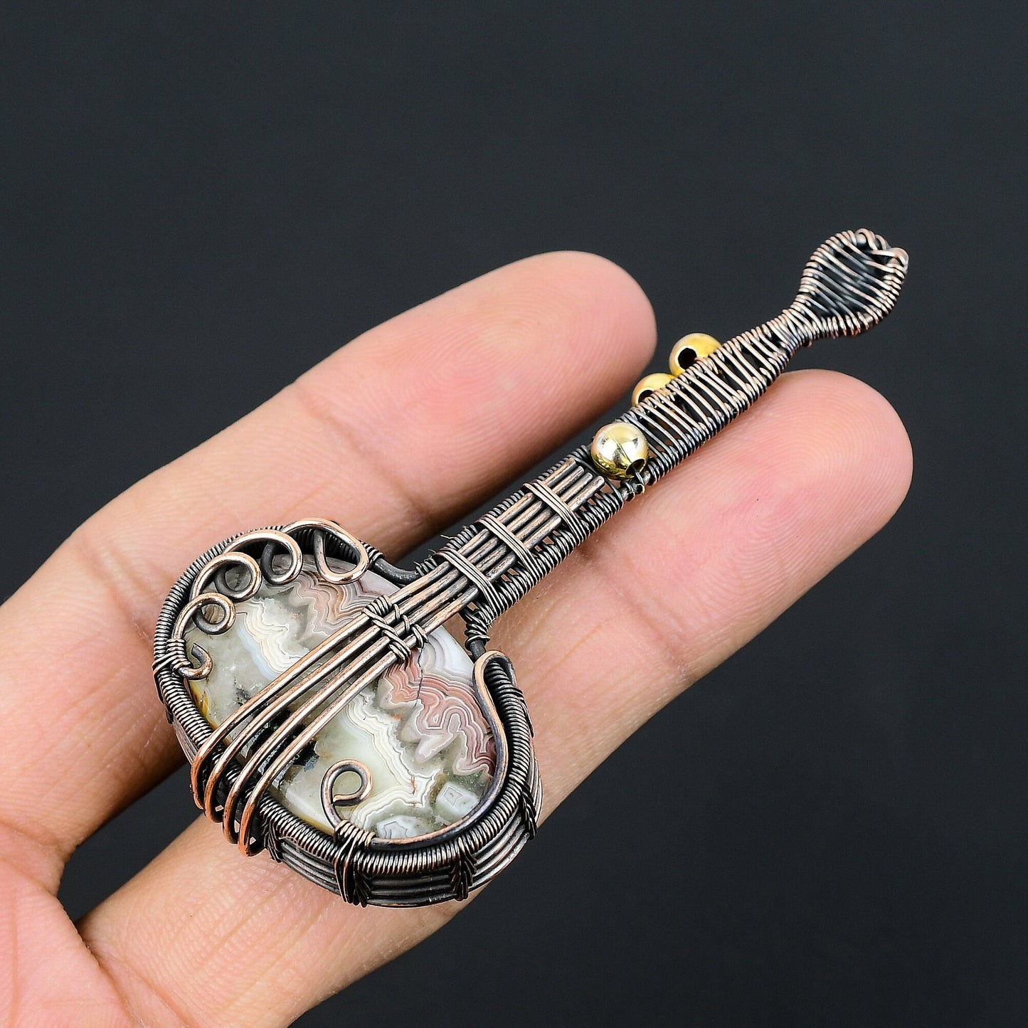 Multicolour Crazy Lace Agate Gemstone Pendant