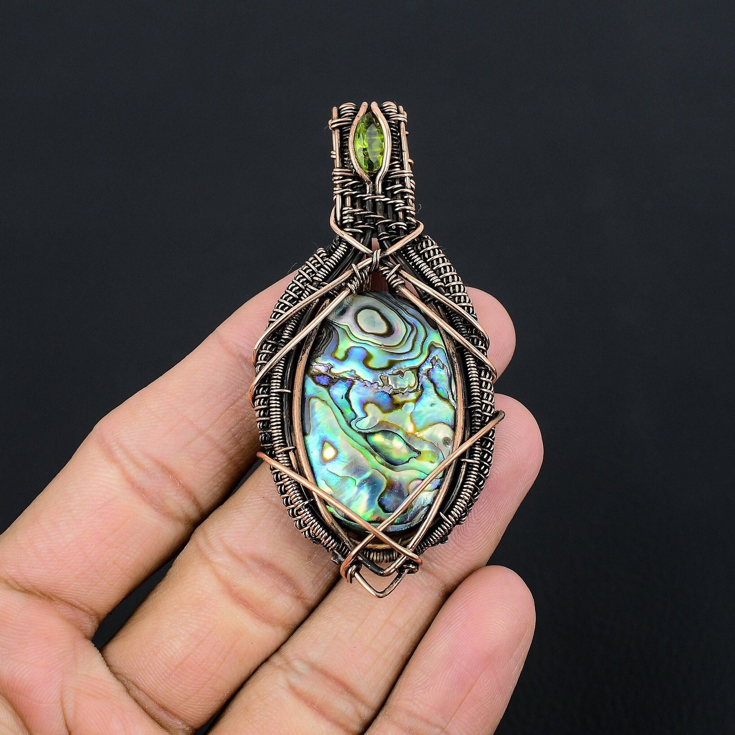 Copper Multicolor Abalone Gemstone Pendant