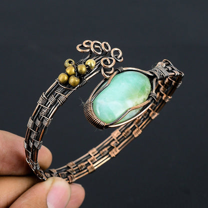Lemon Yellow Chrysoprase Gemstone Cuff Bracelet