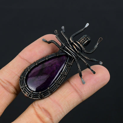 Purple Amethyst Gemstone Spider Pendant
