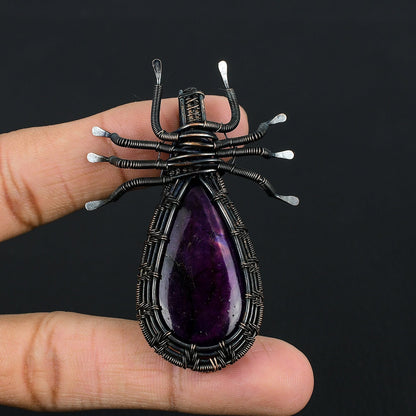 Purple Amethyst Gemstone Spider Pendant