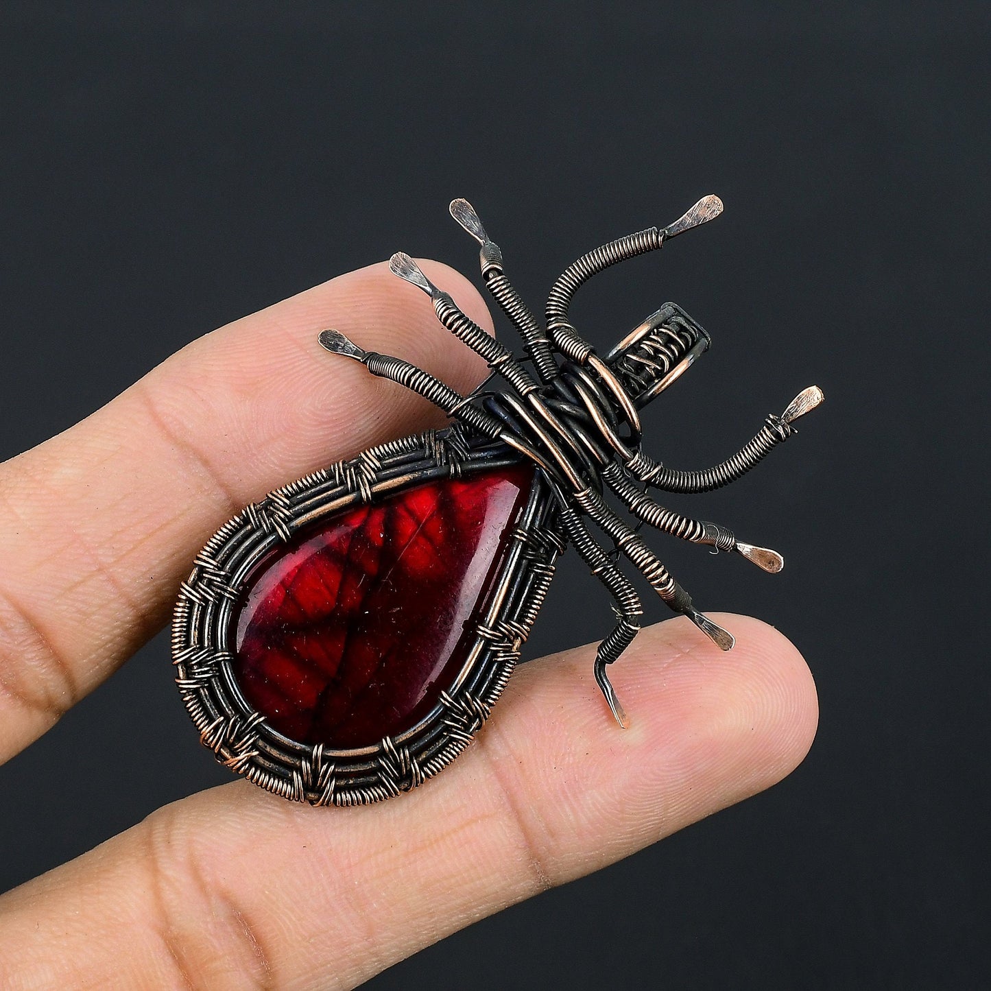 Red Fire Labradorite Gemstone Pendant