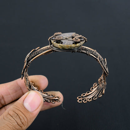 Brown Ammonite Gemstone Cuff Bangle