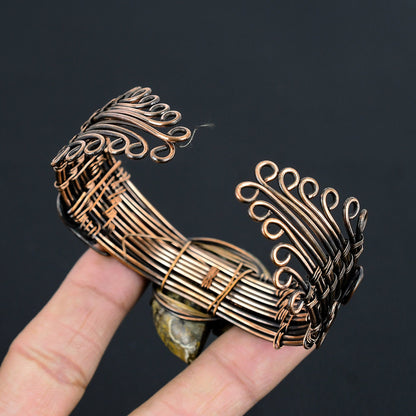 Brown Ammonite Gemstone Cuff Bangle