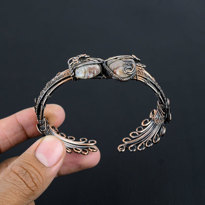 Multicolor Crazy Lace Agate Gemstone Cuff Bracelet