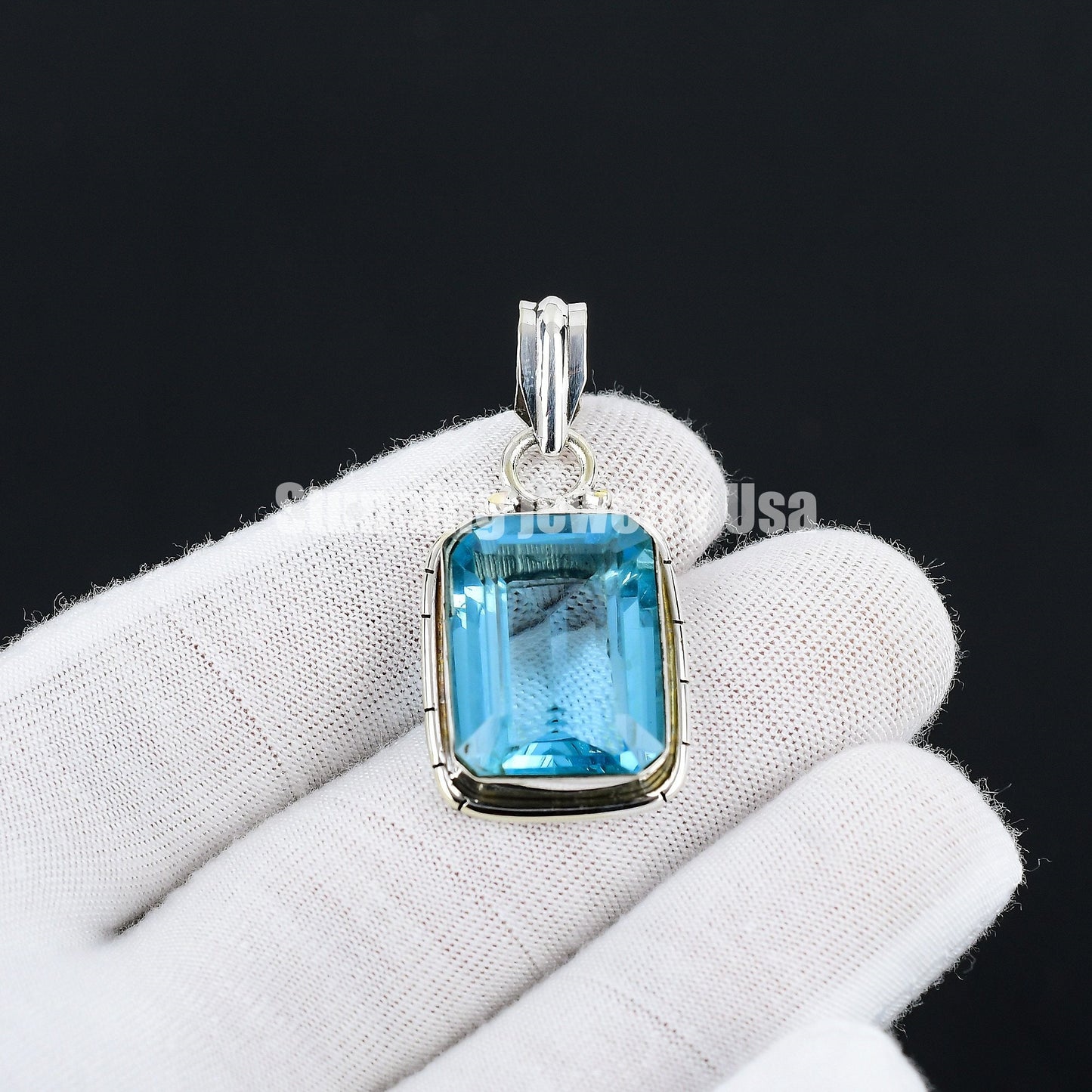 Swiss Blue Topaz Gemstone Pendant