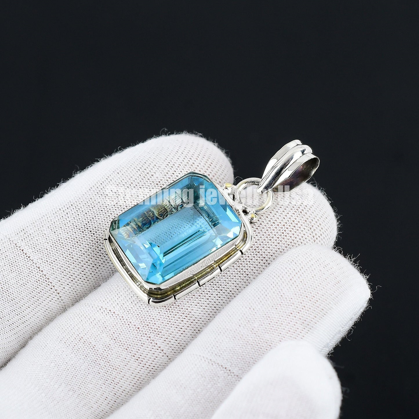 Swiss Blue Topaz Gemstone Pendant