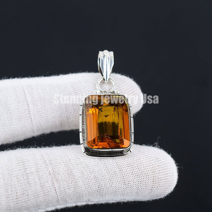 Honey Topaz Sterling Silver Pendant
