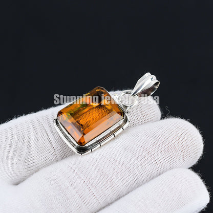 Honey Topaz Sterling Silver Pendant