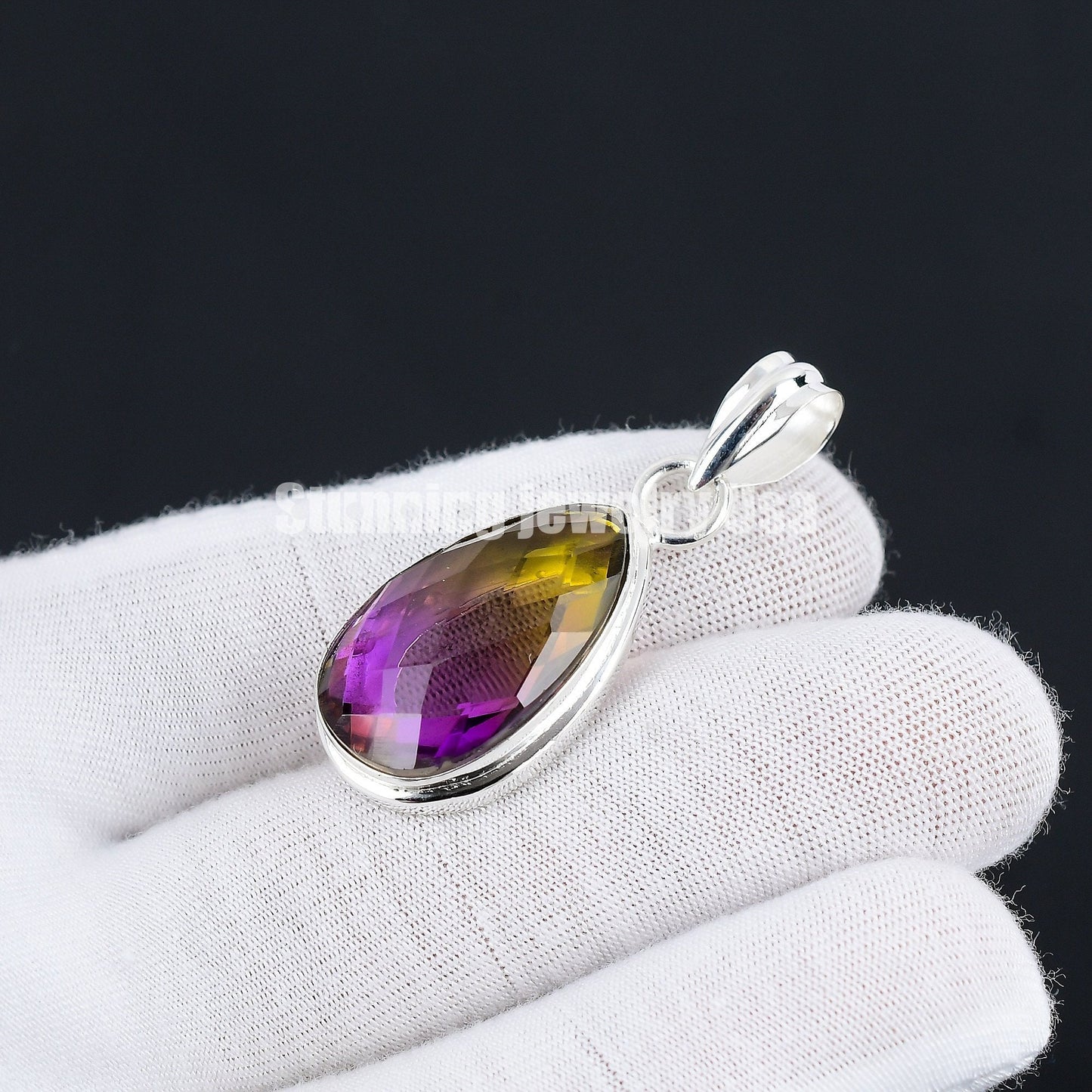Purple-Yellow Ametrine Gemstone Pendant