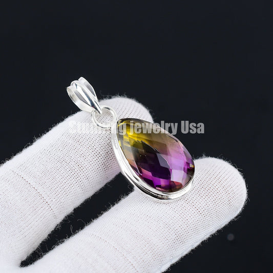 Purple-Yellow Ametrine Gemstone Pendant