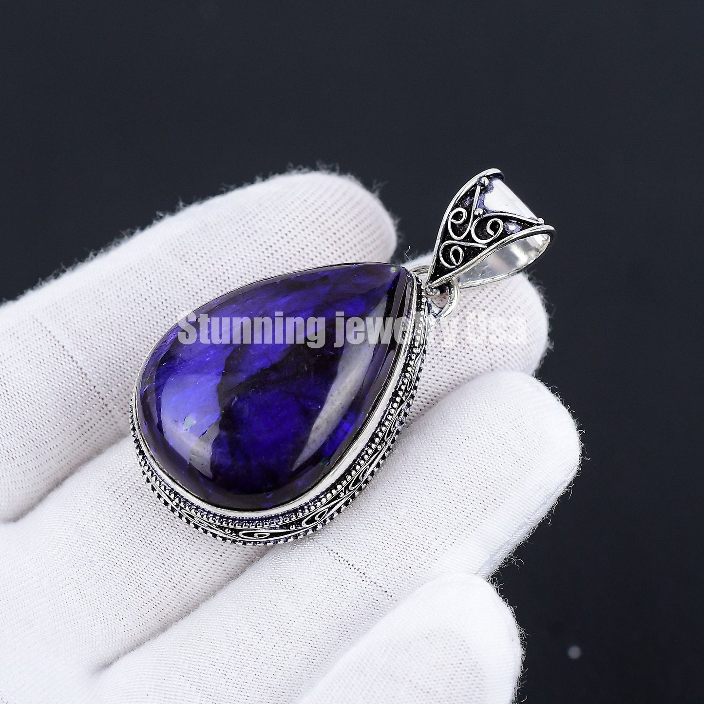 Purple Fire Labradorite Gemstone Pendant