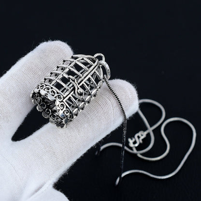 Silver Gemstone Cage Pendant