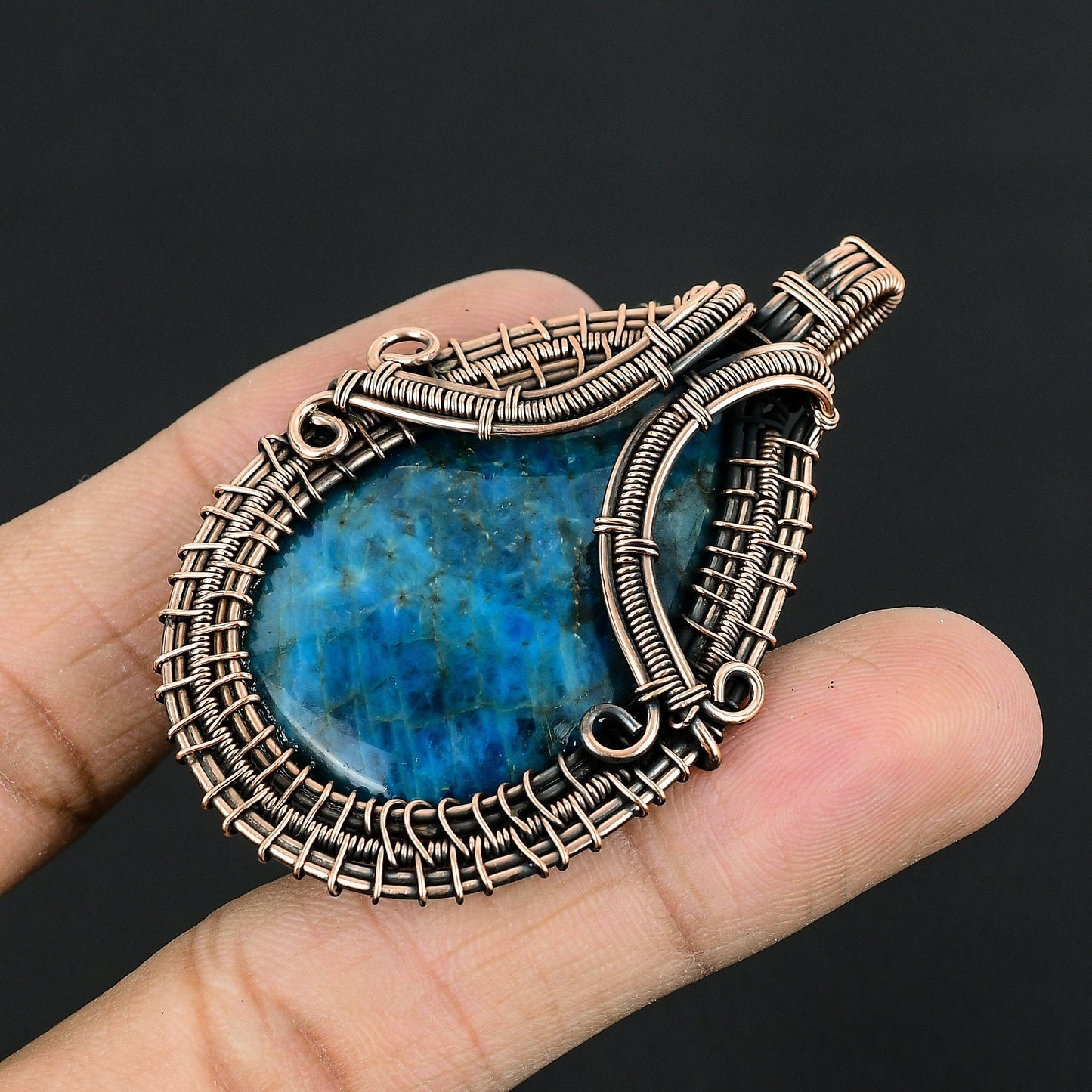 Neon Blue Apatite Gemstone Pendant