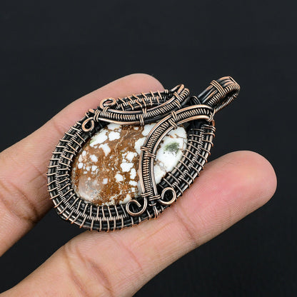 Brown & White Wild Horse Turquoise Gemstone Pendant