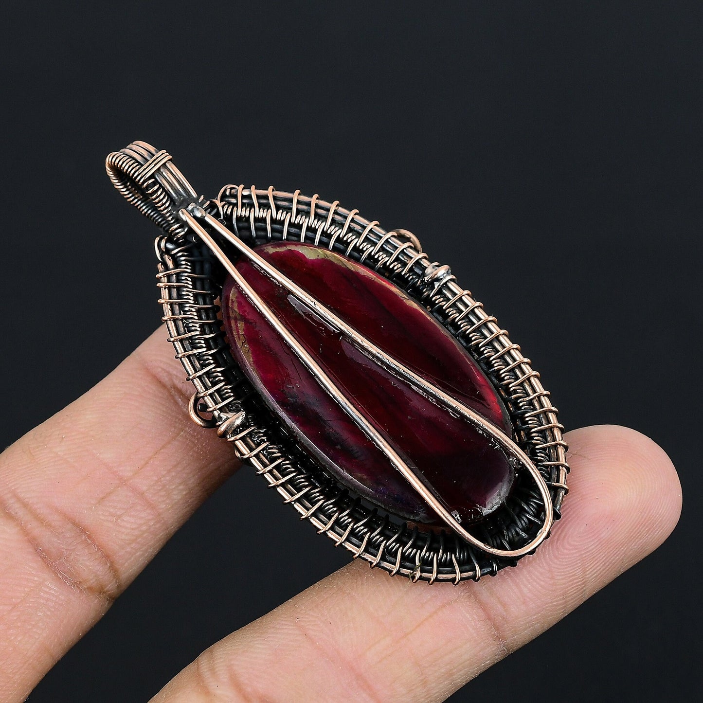 Red Fire Labradorite Gemstone Pendant