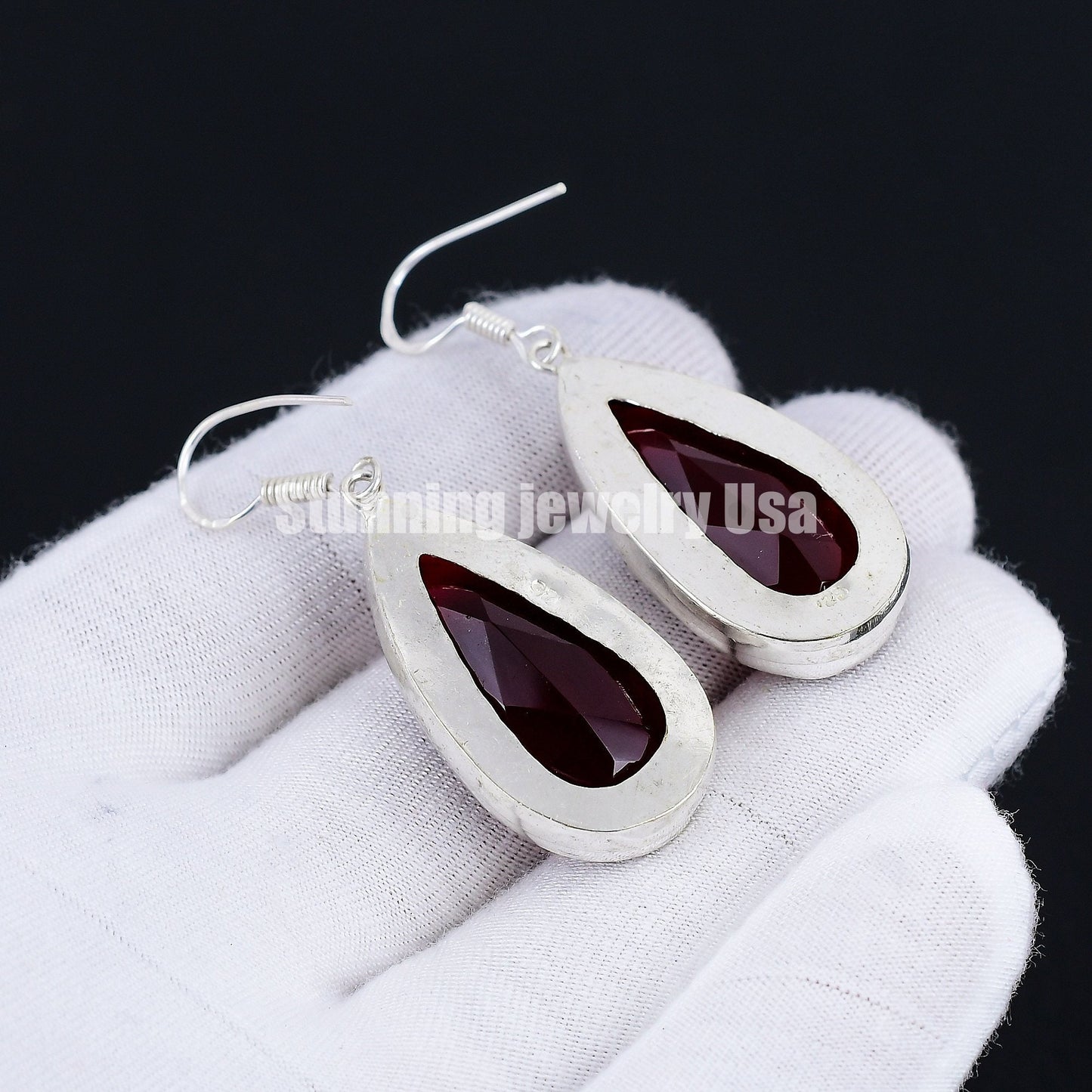 Red Garnet Gemstone Earrings