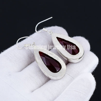 Red Garnet Gemstone Earrings