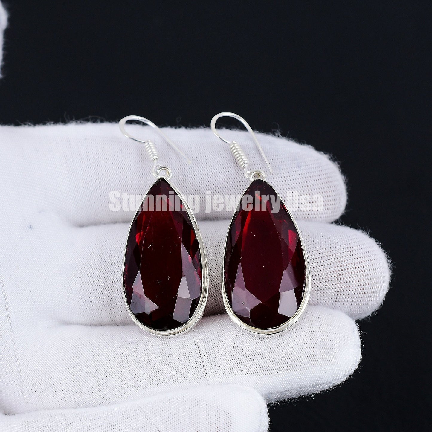 Red Garnet Gemstone Earrings