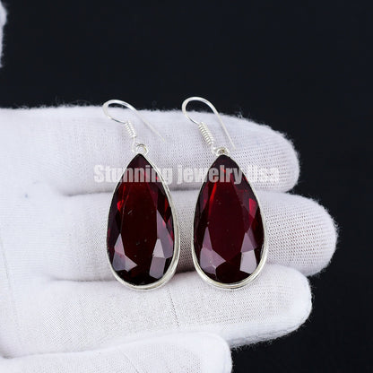Red Garnet Gemstone Earrings