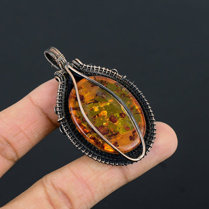 Golden Amber Gemstone Pendant