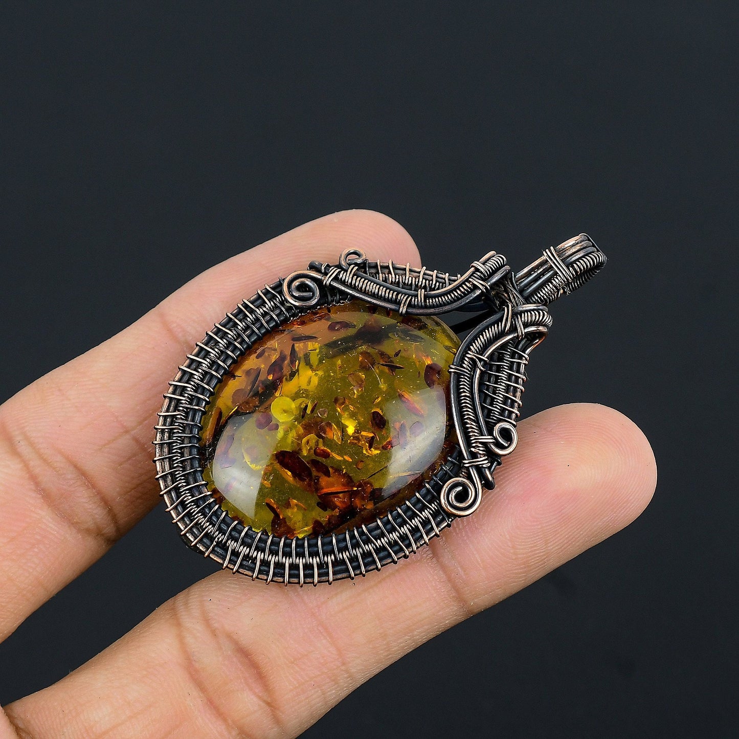 Golden Amber Gemstone Pendant
