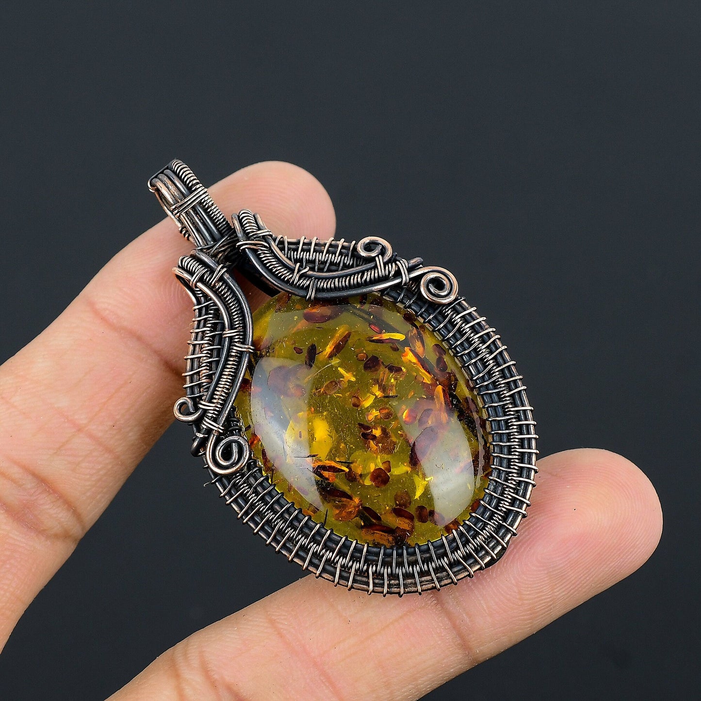 Golden Amber Gemstone Pendant