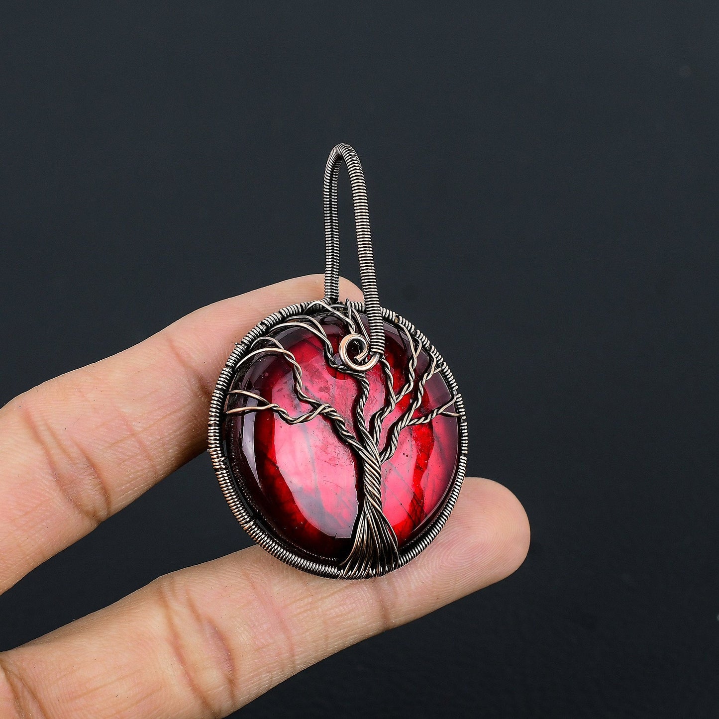 Red Fire Labradorite Gemstone Pendant
