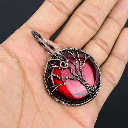 Red Fire Labradorite Gemstone Pendant