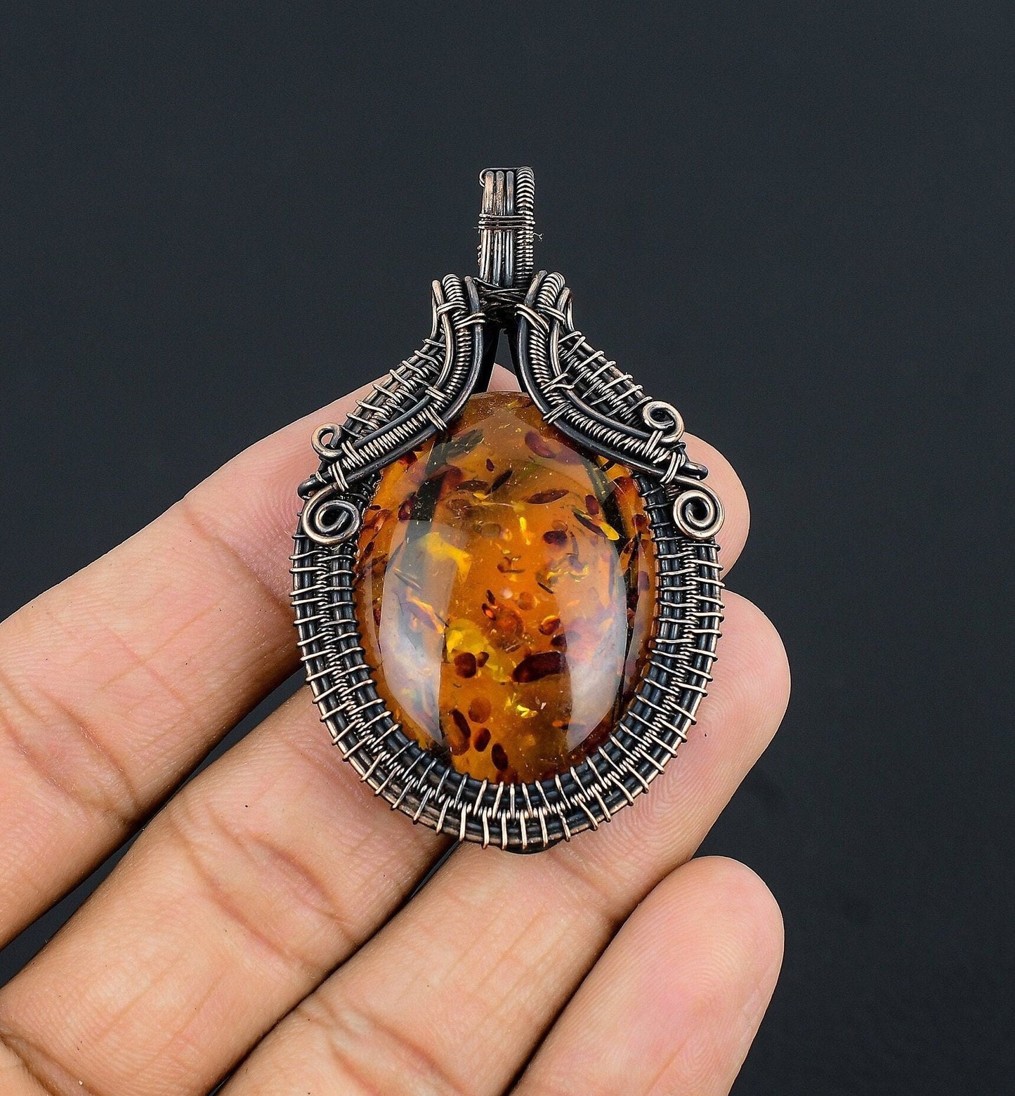 Golden Amber Gemstone Pendant