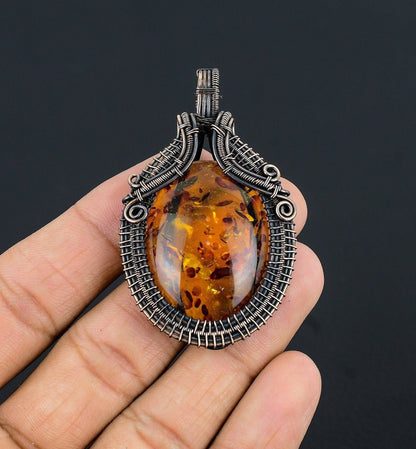 Golden Amber Gemstone Pendant