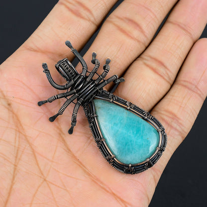 Green Amazonite Gemstone Spider Pendant